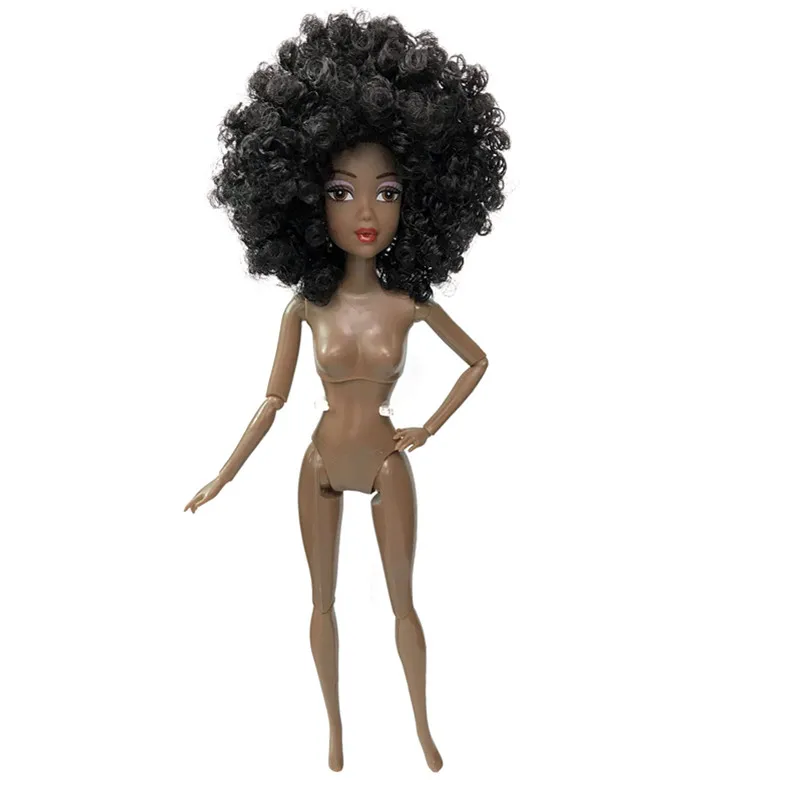 Black Dark Brown African Barbie Doll 30cm Tall with African Print