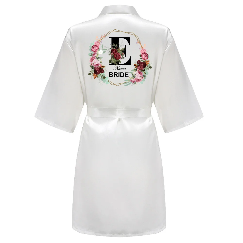 Wedding Party Team Bride Robe Kimono Satin Pajamas Bridesmaid BathrobeTRS51