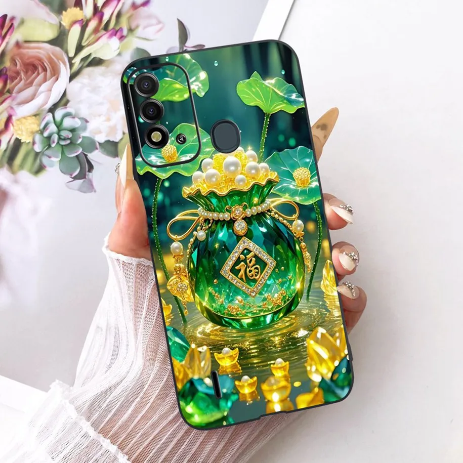Elegant Flower & Butterfly Soft Black Silicone Phone Case
