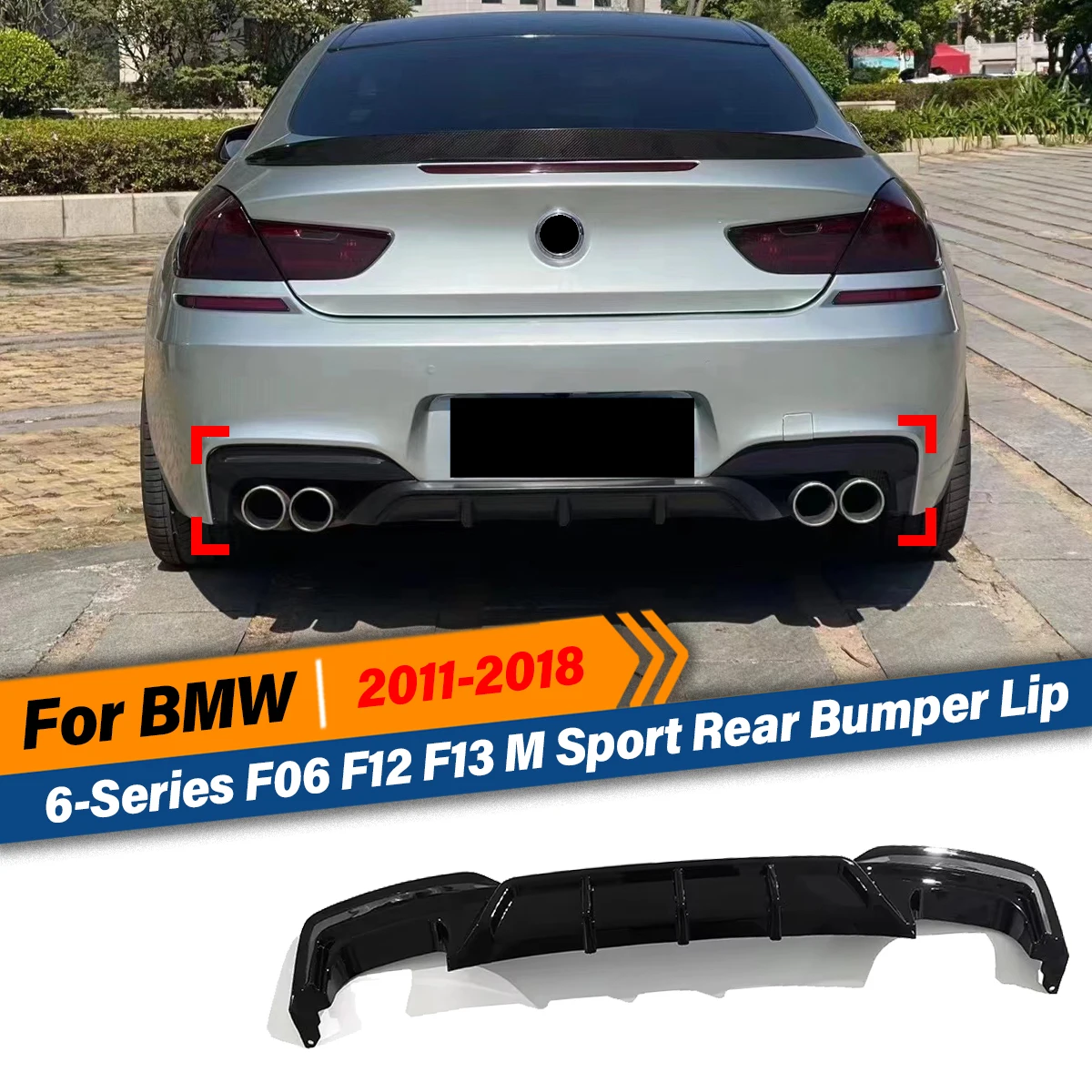 Rear Bumper Lip Diffuser Splitter Spoiler Body Kits for BMW 6-Series F06 F12 F13 M Sport 2011 2012 2013 2014 2015 car bumper spoiler bumper lip bumper lip decoration car rear bumper lip
