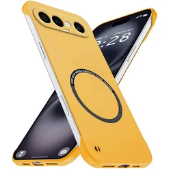 Ultra Thin Frameless Magnetic Wireless Charging Shockproof Case with Skin - Feel Finish for Vivo X300 FE (YELLOW)