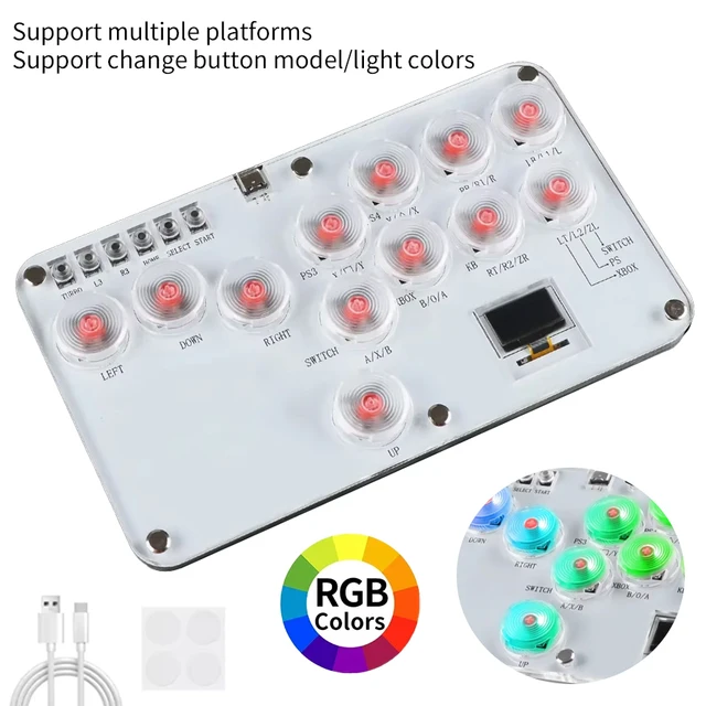 Hitbox Leverless Controller Fight Sticks Custom 12Keys All-Button Arcade Fightstick Keyboard for PS4/PS3/Switch/PC RGB Keyboard