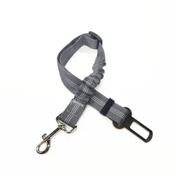 Adjustable Reflective Dog Car Seat Belt with Cushioning and Elasticity (GRAY)