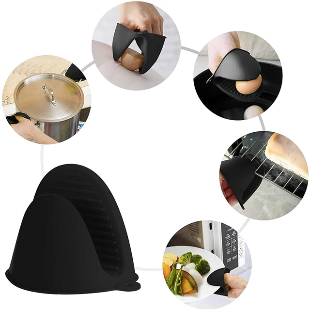 Black Thicken Silicone Oven Mitts Portable Heat Resistant Non-Slip Gloves  for Cooking Baking Hand Protector Home Kitchen Gadgets - AliExpress