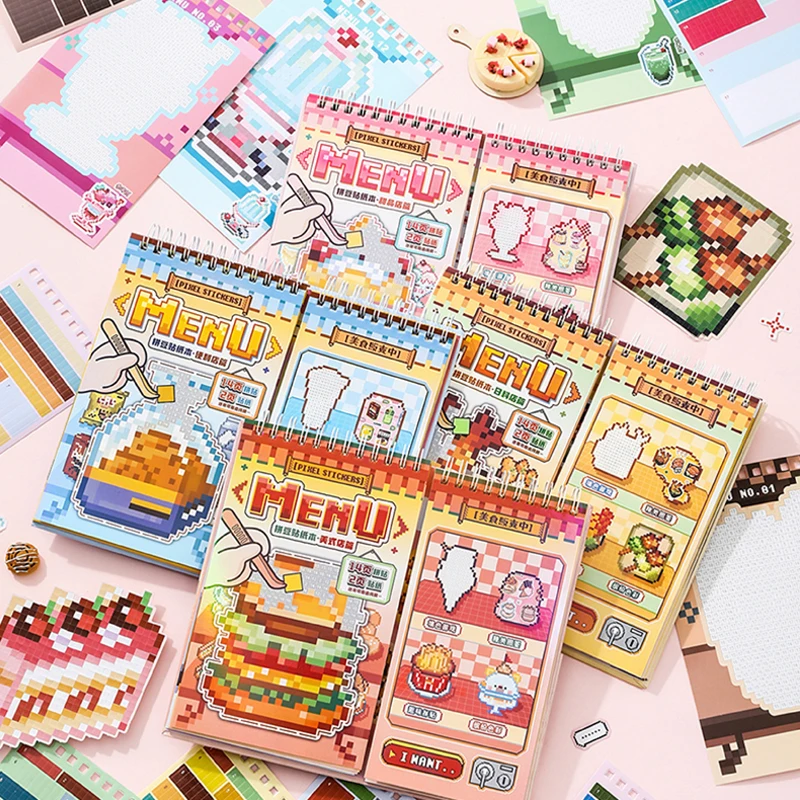 Mr.Paper 30pcs 픽셀 아트 자동 판매기 시리즈 스티커 북 3.0 나선형 바인딩 크리 에이 티브 픽셀 저널 DIY 노트북 앨범 장식