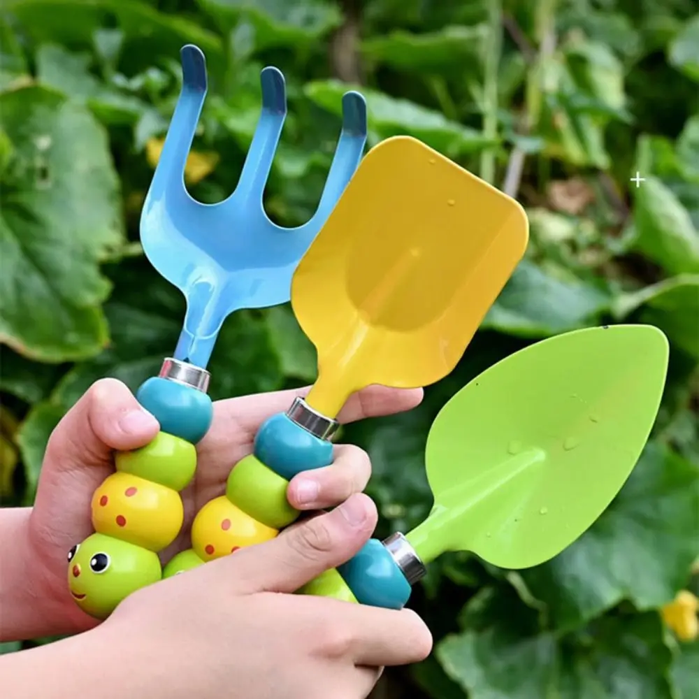 Kids Candy Color Garden Tools Children Gardening Trowel Shovel Rake  Caterpillar Set Outdoor Yard Digging Beach Safe Toys Gift