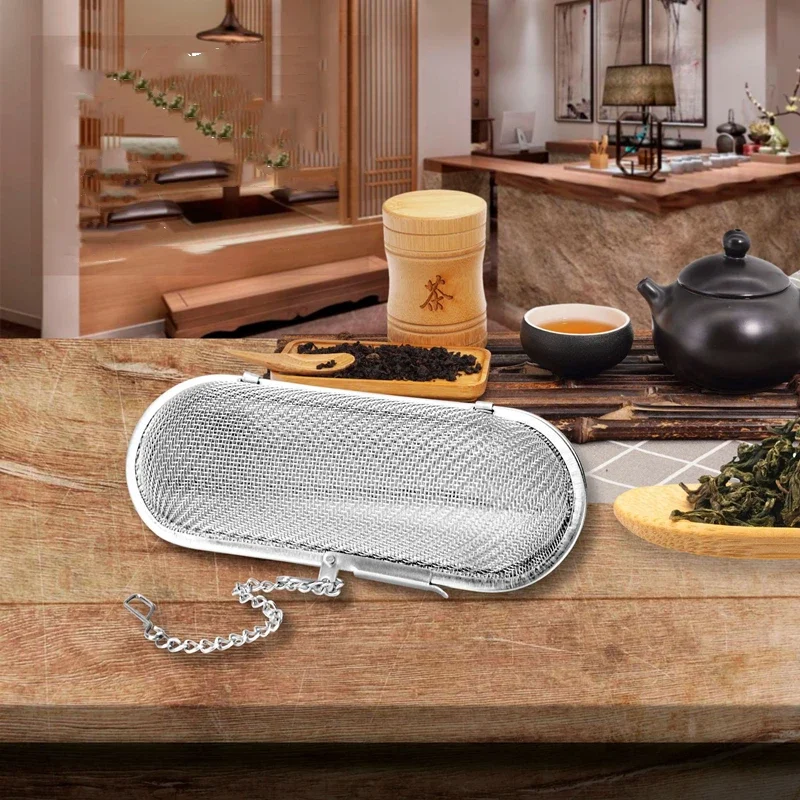 Reusable Stainless Steel Mesh Tea Infusers Long Mesh Tea Cage Strainer Coffee Herb Spice Filter Diffuser Cooking Accessories