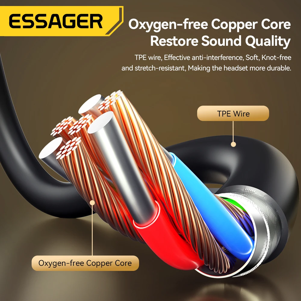 Essager 3.5mm Wired Headphones In Ear Headset Wired Earphones with Microphone Stereo Earbuds Sports In-line Control For Phones 4