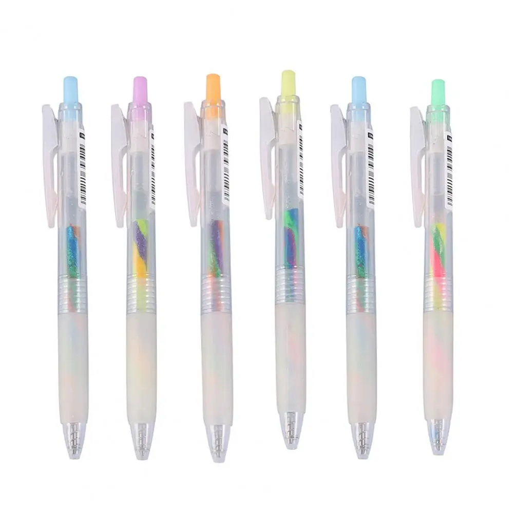 6Pcs/Set Glitter Gel Pens Gradient Color Rainbow Gel Pens Smooth Writing Long-lasting Ink Gel Pens for Kids Gel Pens Gift