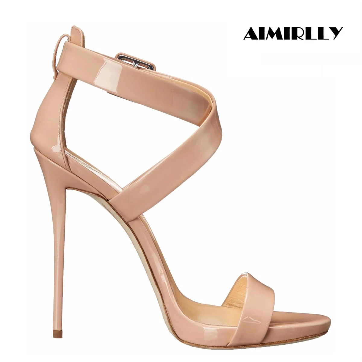 

Fashion Women‘s Cross Strap Sandals Open Toe High Heels Shoes Stiletto Ladies Party Work Career Outfit Heels Nude Aimirlly