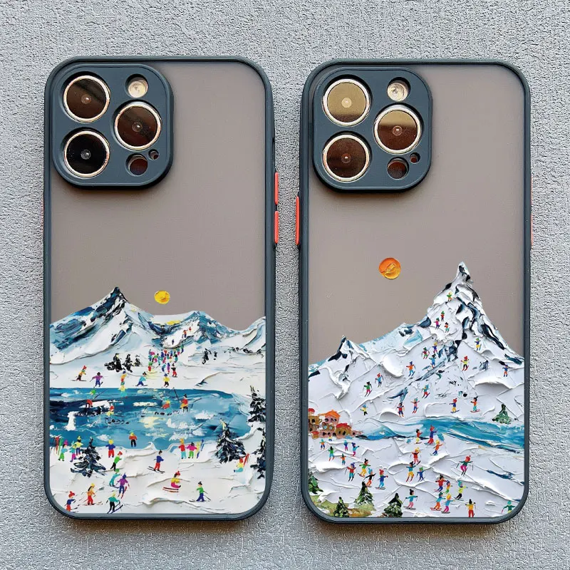 Telefon Fall Für iPhone 17 16 14 11 Pro Max 16 15 14 Plus XS XR X 13 15 12 Pro Max mini Stoßfest Zurück Abdeckung Skifahren Fall Fundas