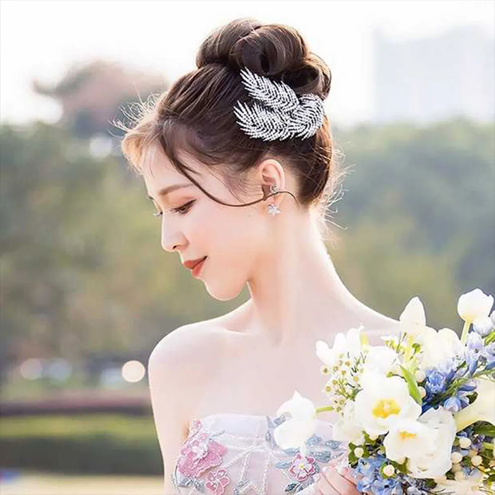 멋진 라인스톤 헤어콤, 나뭇잎 패턴의 우아한 신부 머리 장식, 웨딩, 프롬 파티, 여성 패션 액세서리