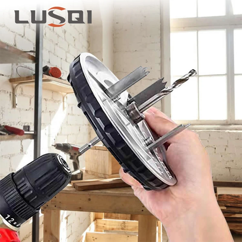 

Регулируемый перфоратор LUSQI, Открыватель отверстий для пилы, лезвия с тремя зубьями, сверло, резак для отверстий для дерева, пластика, гипсокартона, Пробивка