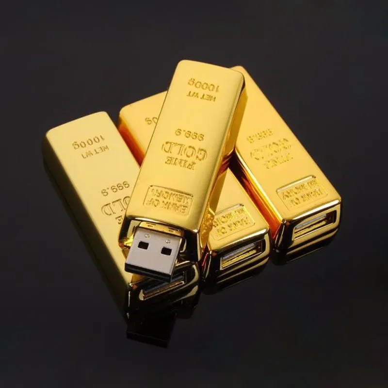 

2024 Fashion bullion gold bar pendrive 256GB 128GB 64GB 32GB 16GB USB Flash Drive Pen Drive Flash Memory Stick Drives