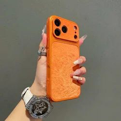 Elegant Frosted Velvet Texture Shockproof Phone Case with Full Bumper Protection - iPhone 15 (Vibrant Orange)