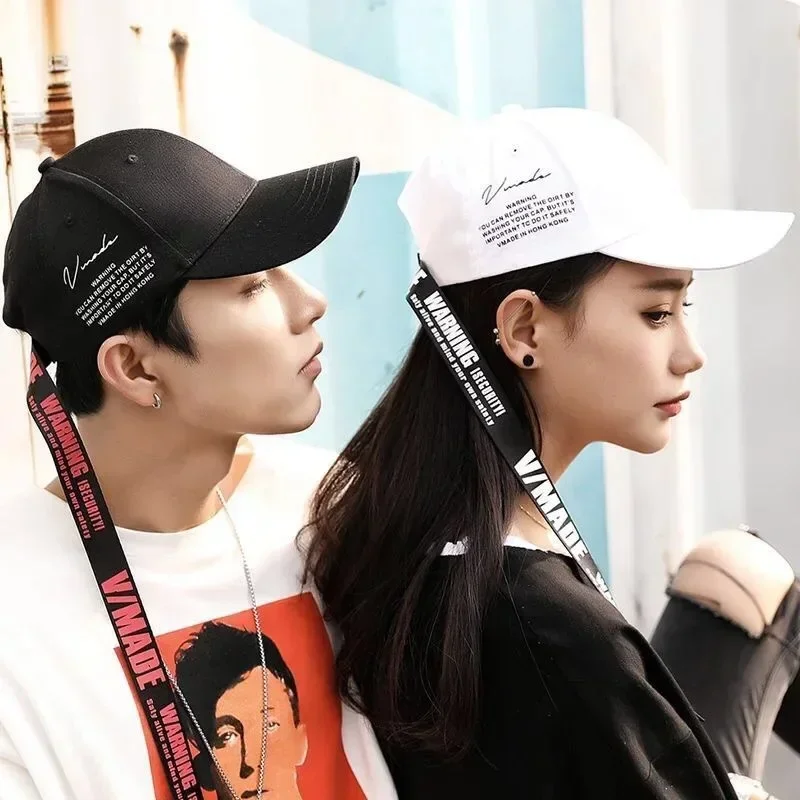 Y2K Baseball Cap for Men Women Long Strap Tail Kpop Hip hop Summer Cap Unisex Style Letters Print Trucker Hat 6