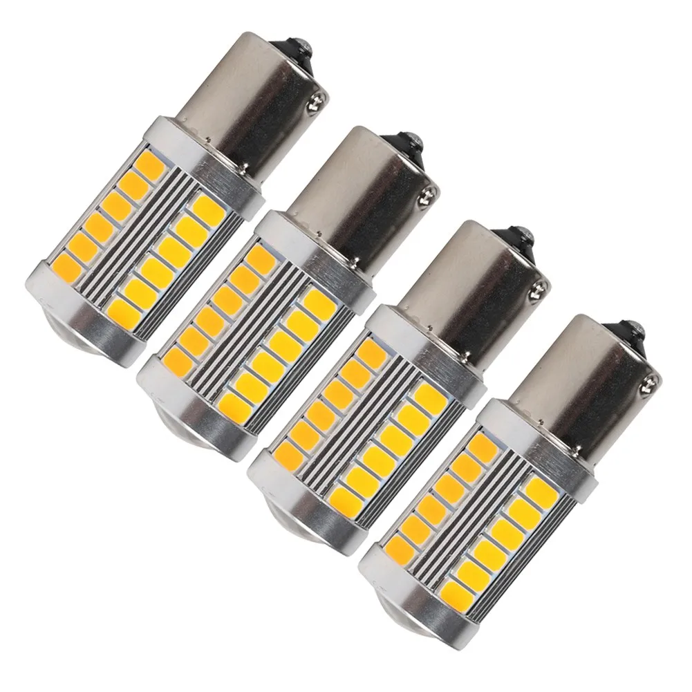 

4PCS 33LED 581 BAU15S PY21W Car LED Bulbs Turn Signal Light 12V Yellow Brake Reverse Parking Lamps Indicator Led