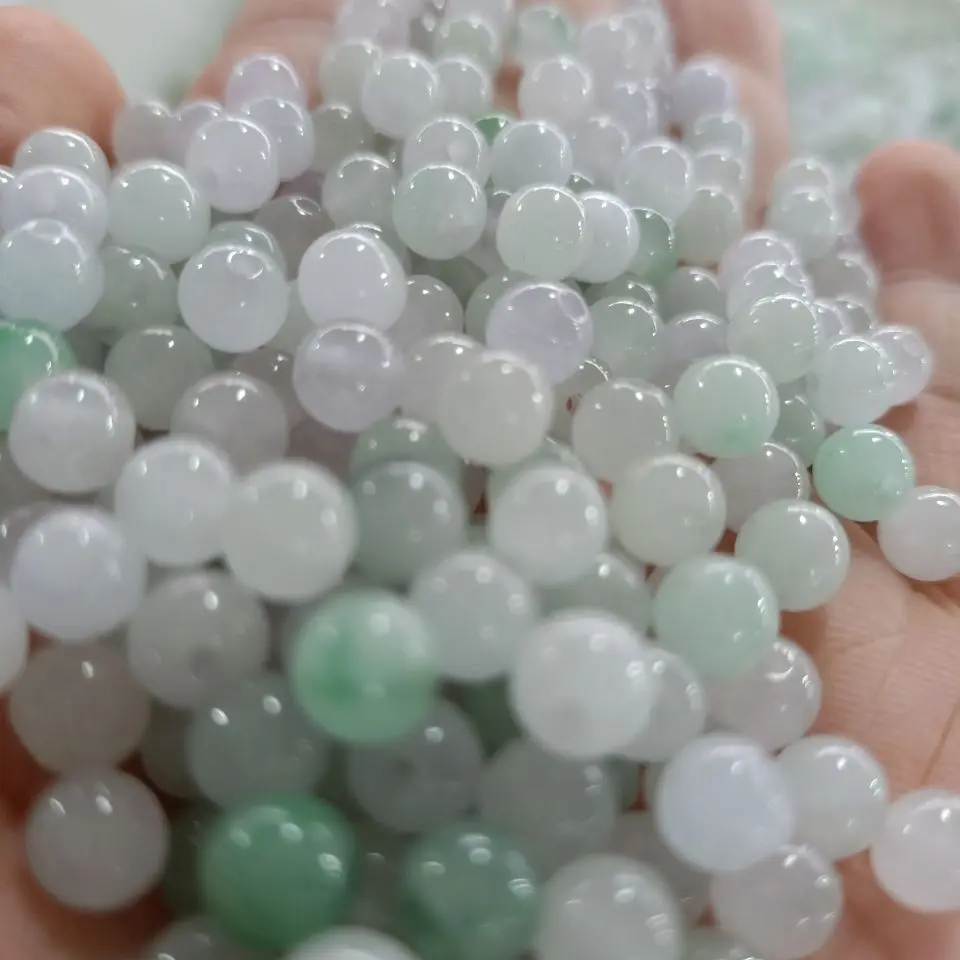 Authentic Real Jade Natural Myanmar Emerald Exquisite Jewelry Accessories DIY Handmade Gift Chain Hand Ring Scattered Beads