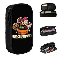 Large Capacity Pencil Pouch Lukasbs Burgerpommes Logo Office Supplies Double Layer Pencil Bag Girl Make Up Bag Amazing Gift 1