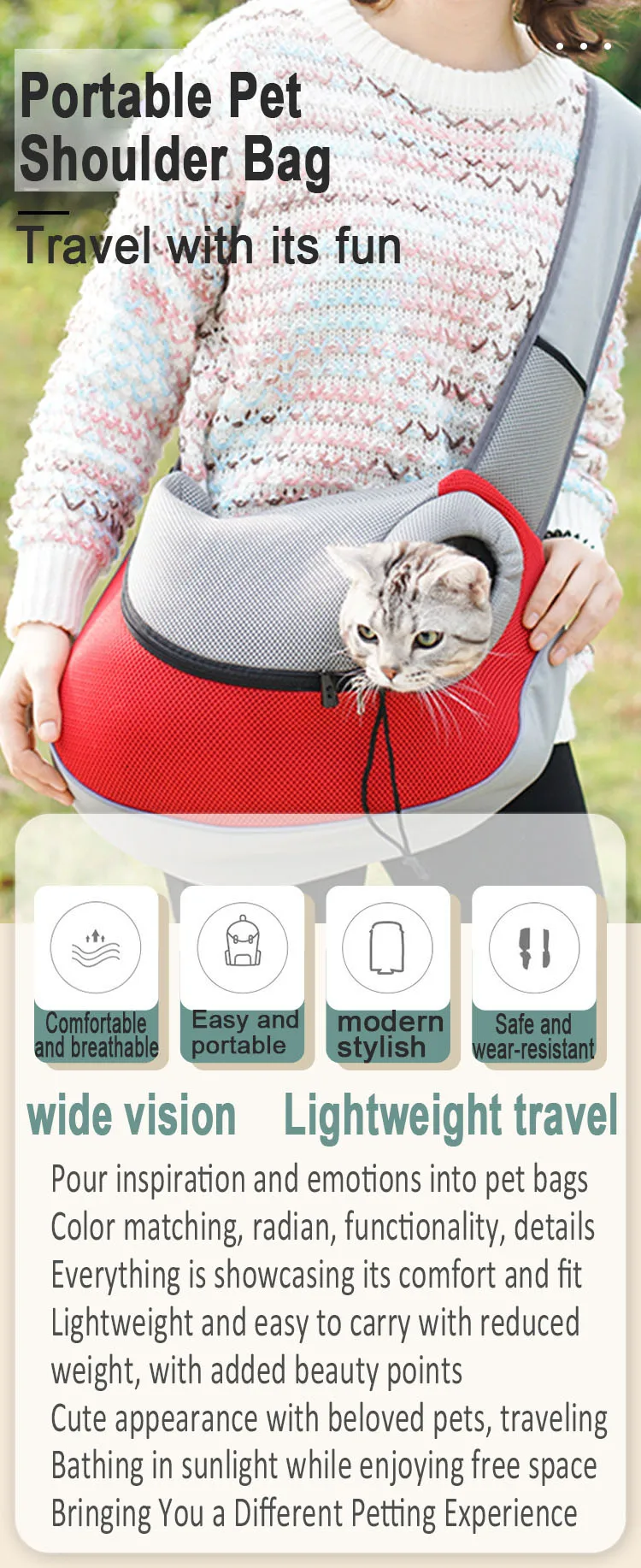 Title 1, Pet Cat Mesh Oxford Outdoor Travel Pet Dog Carr...