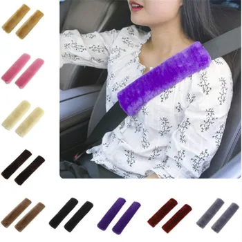 2Pcs/set Car Seat Belt Shoulder Protectors Plush Covers Automotive Supplies Interior Accessories 1