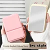 Desktop Makeup Mirror Solid Color PU Leather Simple Portable Handheld Makeup Mirror Foldable Student Compact Cute Pocket Mirror 1