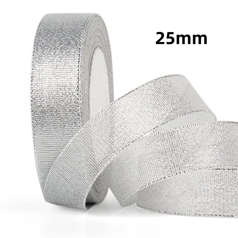Gold Silver Glitter Ribbon - 25 Yards for DIY Crafts, Gift Wrapping, and Decoration