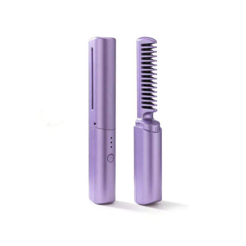 2 In 1 Professional Hair Straightener Hair Curler USB Straight Hair Comb Wet and Dry Hair Curler Straight Styler Curling Iron