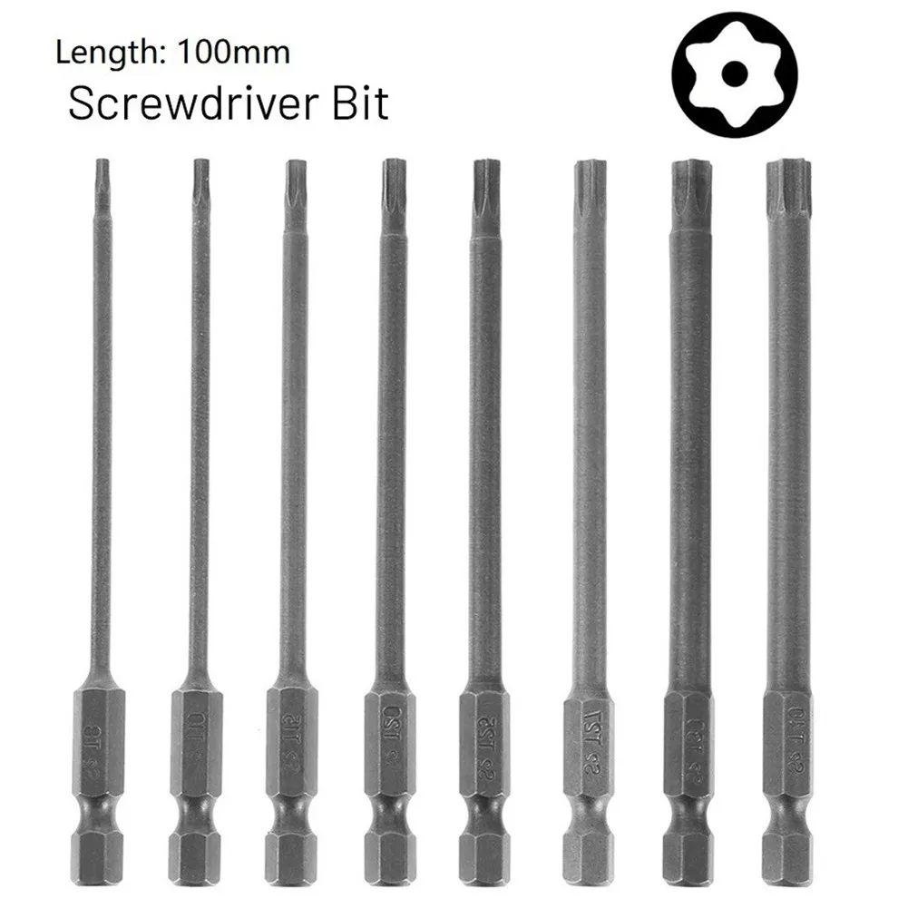 1PC 100mm Lange T8-T40 Magnet Torx Bits Set Elektrische Schraubendreher Kopf T8,T10,T15, t20, T25,T27,T30,T40 Schraubendreher – Detail 2