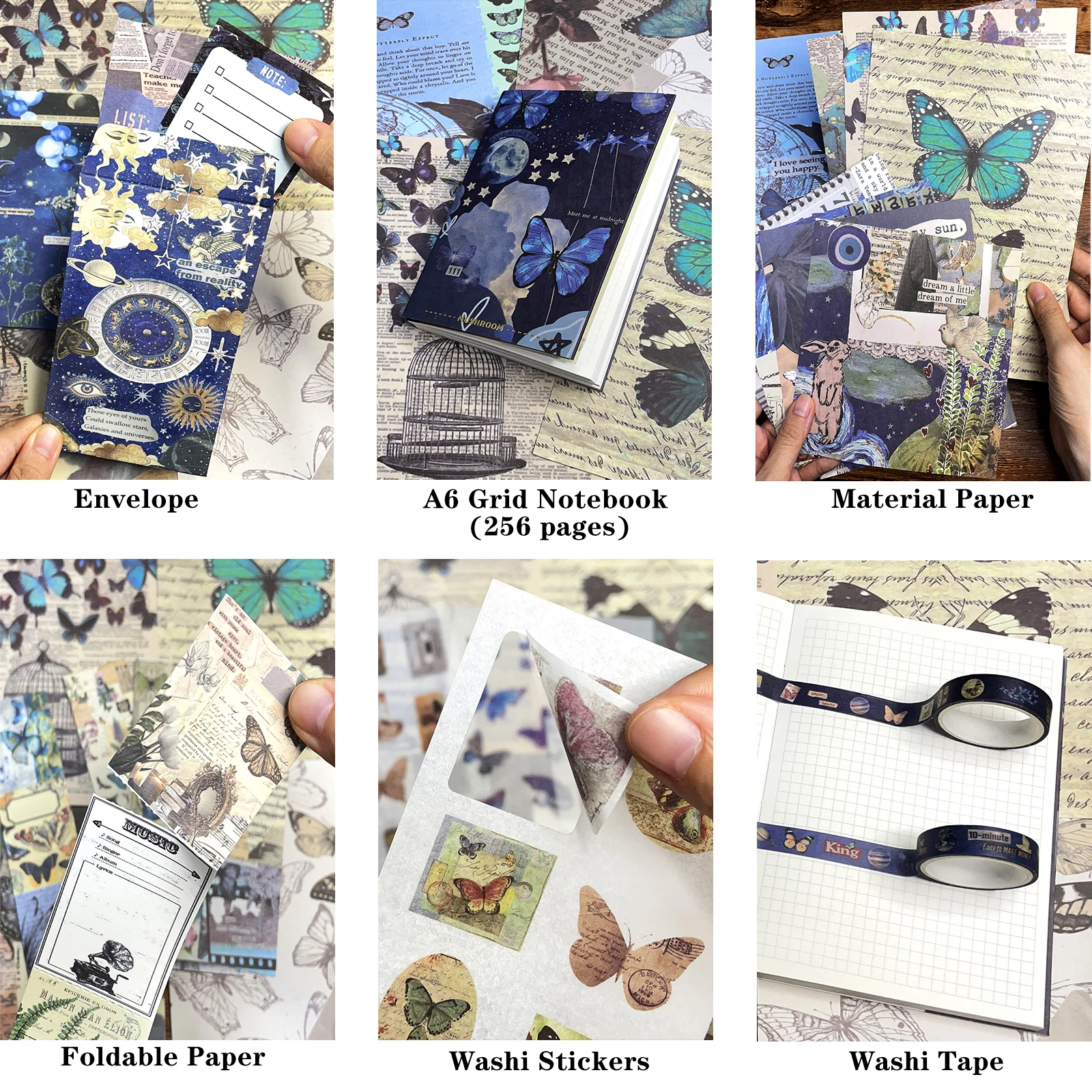 368pcs/box Scrapbooking Set DIY Diary Photo Album Vintage Stickers Scrapbook Paper Stationery Collage Junk Journaling Gift Box