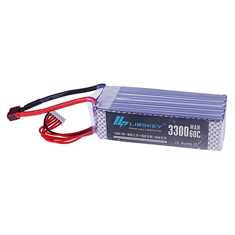 Batterie LiPo 3S 11.1V 2200mAh 25C avec étiquette de spécifications et prise XT60 visible