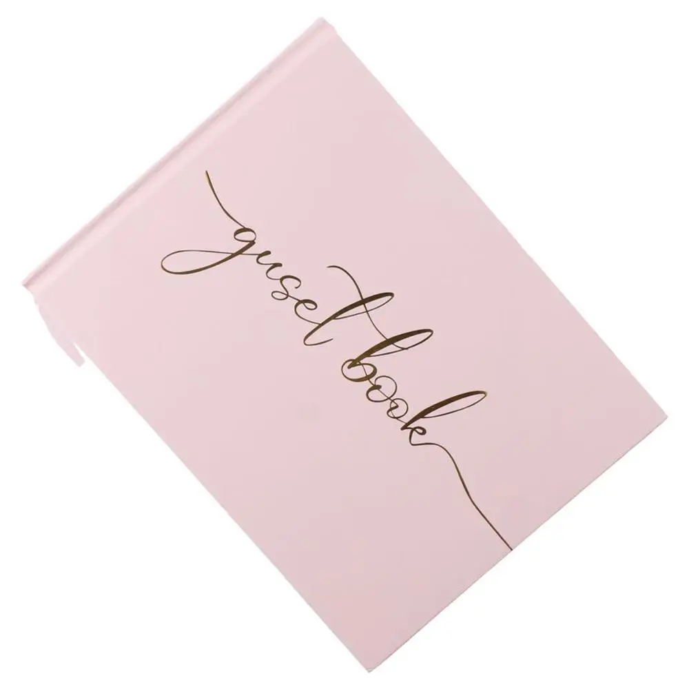 Pink/Black/White Wedding Guest Book Delicate Paper 24.3*18.4 CM Golden Wedding Sign-in Book Guest Party