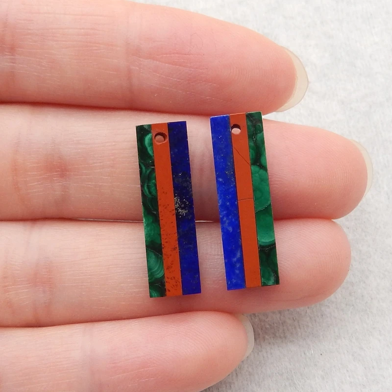 Natural Stone Gemstone Lapis Lazuli Red River Jasper Malachite Earrings Accessories For Women 23x7x3mm 2g
