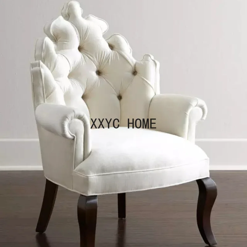 

American Fabric Creative French Pastoral Linen Pull Buckle Princess Chair Children's Chair Personality Single-Seat Sofa Chair