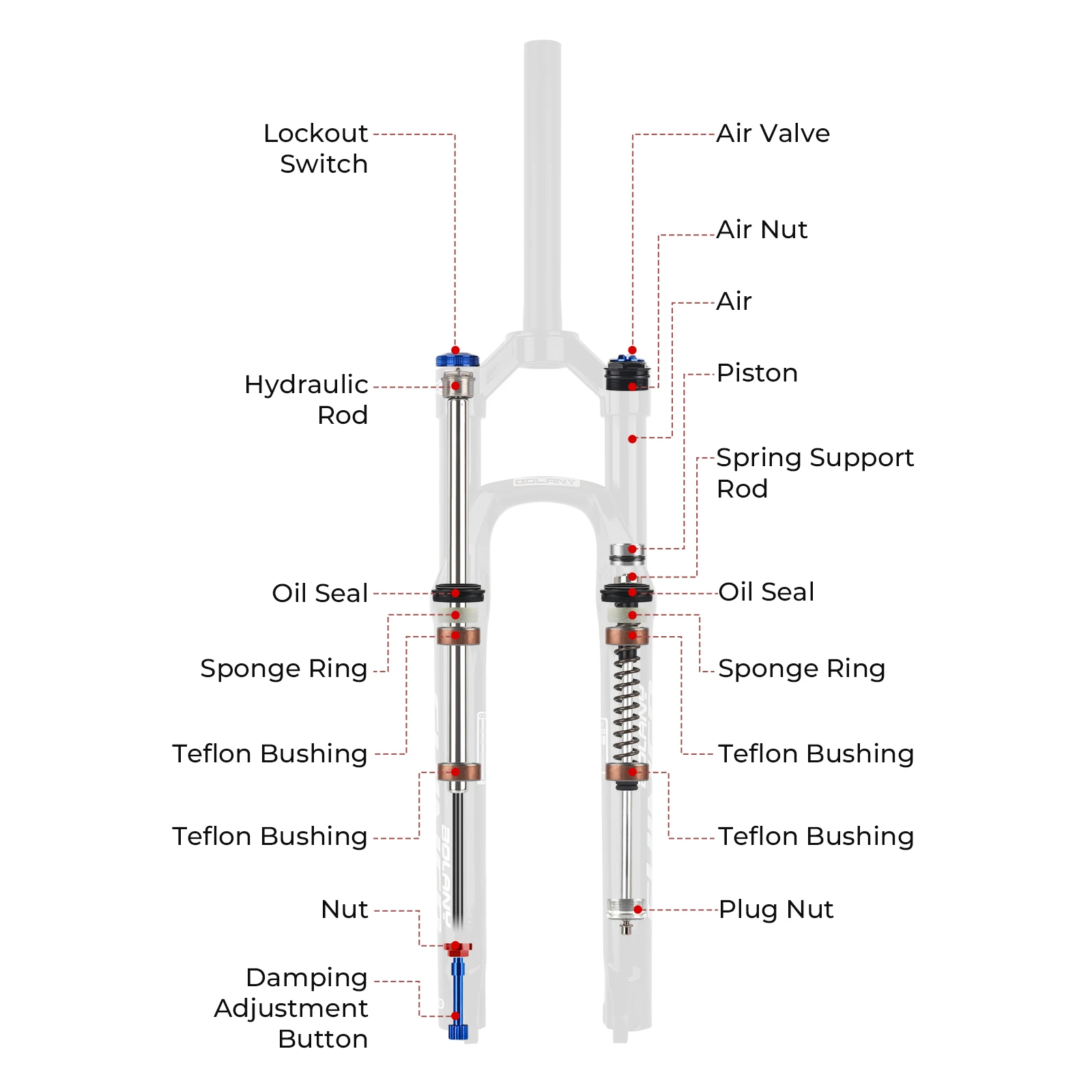 Fourche Suspendue VTT Pneumatique 27.5/29 Pouces - Débattement 120mm, Lockout - Universelle (Neuf, 2 Ans Garantie)