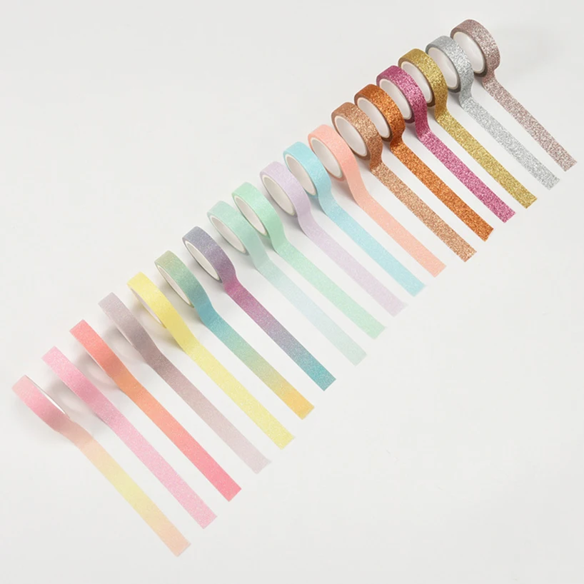 6 Rolls Glitter Washi Tapes Scrapbook Washitape Festival Macaron Color Decorative Adhesive Tape Journal Supplies Washi Tape Set 4