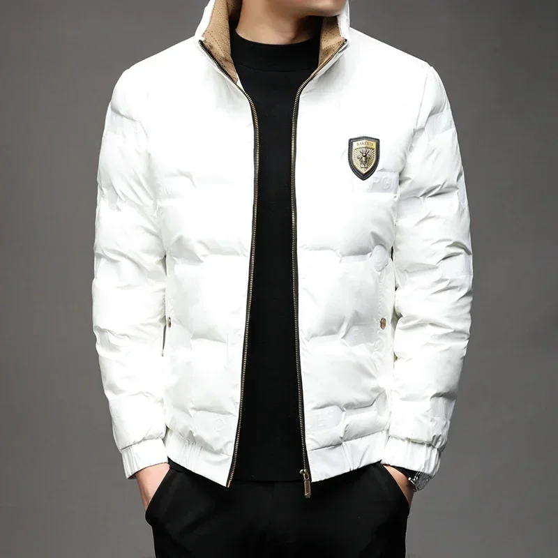 thumbnail image 1 of Chaqueta de plumón con cuello alto para hombre, chaqueta cálida de plumón de pato blanco brillante que no se lava, abrigo corto de moda, ropa nueva, 1 of 5
