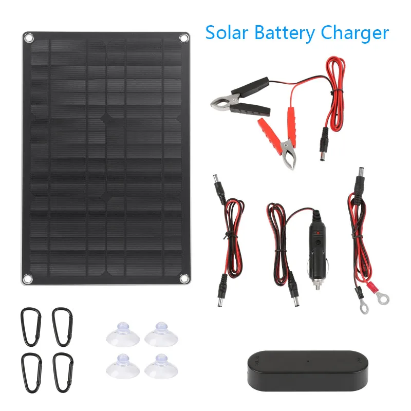 Pannello Solare Portatile Monocristallino con Controller PWM, Kit Caricabatterie con Doppia Uscita USB+DC per Camper, Auto e Attività all'Aperto