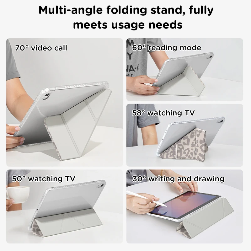 Versatile Y-Fold Adjustable iPad Case with Auto Wake/Sleep, Multi-Angle Viewing, Built-in Pen Slot, Lightweight and Durable Design
