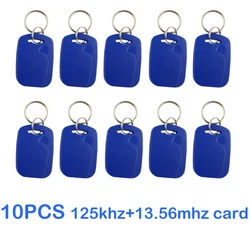 Set of 10 Dual Chip RFID Rewritable Access Control Key Tags (10pcs Blue)