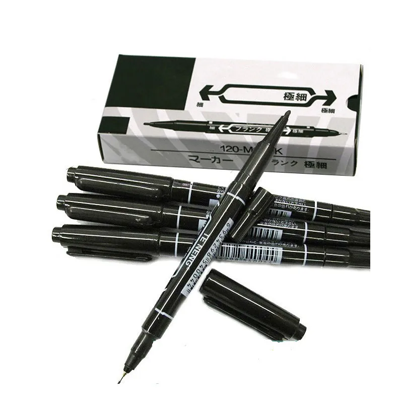 10 Pcs Waterproof Drawing Liner Set Dual Tip Lettering Markers Black Art Marker for Sketching Drawing School Supplies