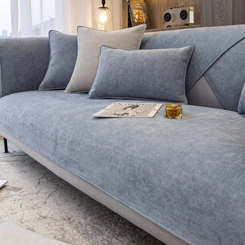Chaise Longue Anti Slip Sofa Mat 4seasons Universal Anti Slip Nordic Chenille Couch Cover L-shaped Sofa Slipcover Living Room 6