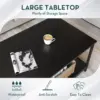Black Coffee Table for Living Room Modern Rectangle 2-Tier Coffee Tables with Storage Industrial Wood Center Table for Large 4