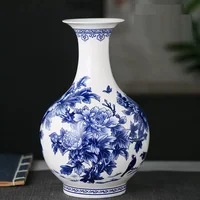 Elegant Jingdezhen Blue and White Porcelain Vases Fine Bone China Vase Peony Decorated High Quality Ceramic Vase 2