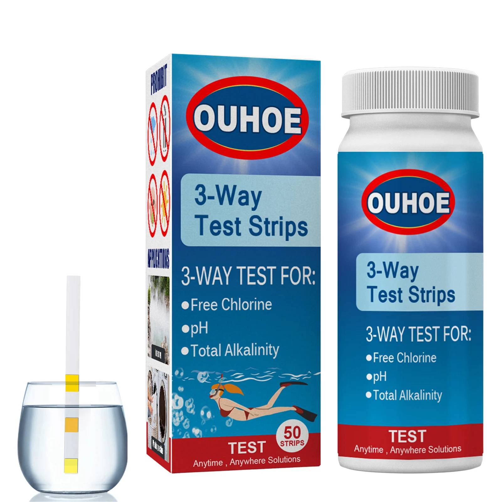 Swimming Pool Water Test Strips 3 In 1 Ph Tester Kit 50pcs Swimming Pool And Household Water