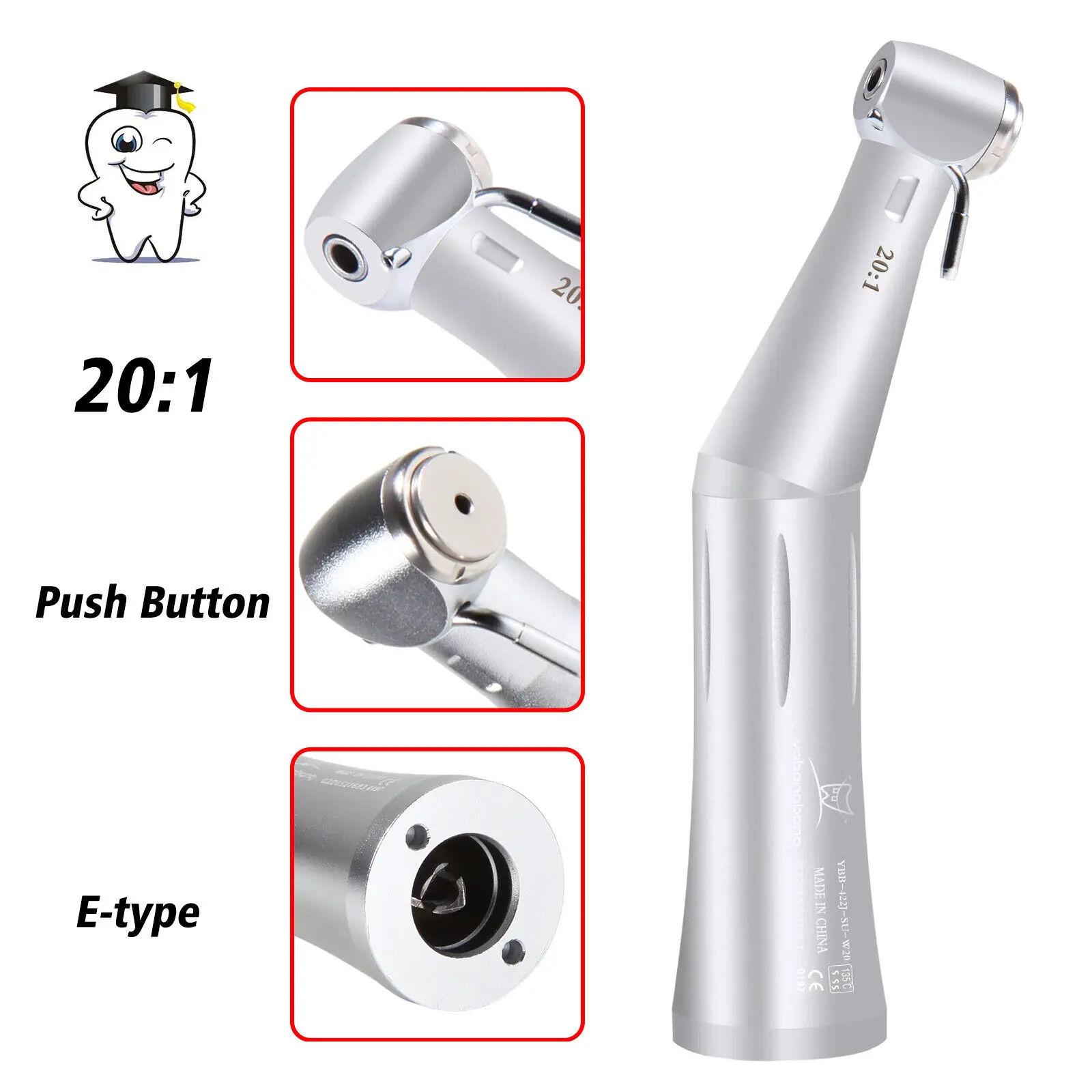 

NSK MAX Dental 20:1 Reduction Implant Surgical Contra Angle Handpiece Push Button SG20