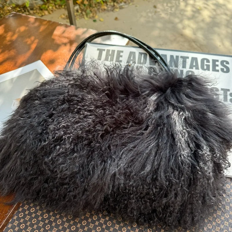 Soft Real Fur Wool Shoulder Bag for Women Designer Purses and Handbags Women's Party Clutch Crossbody Bag High Quality