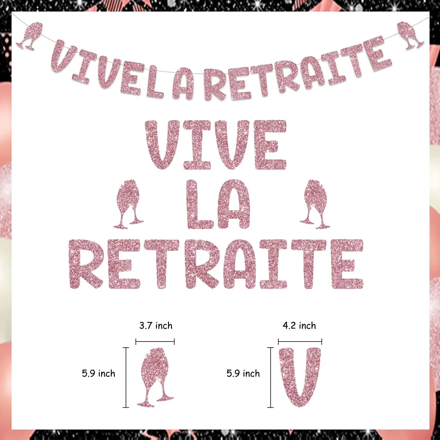 JOYMEMO 3 Pièces Bannière "Vive La Retraite" Noir & Or – Décoration Fête Retraite Intérieur Extérieur Jardin