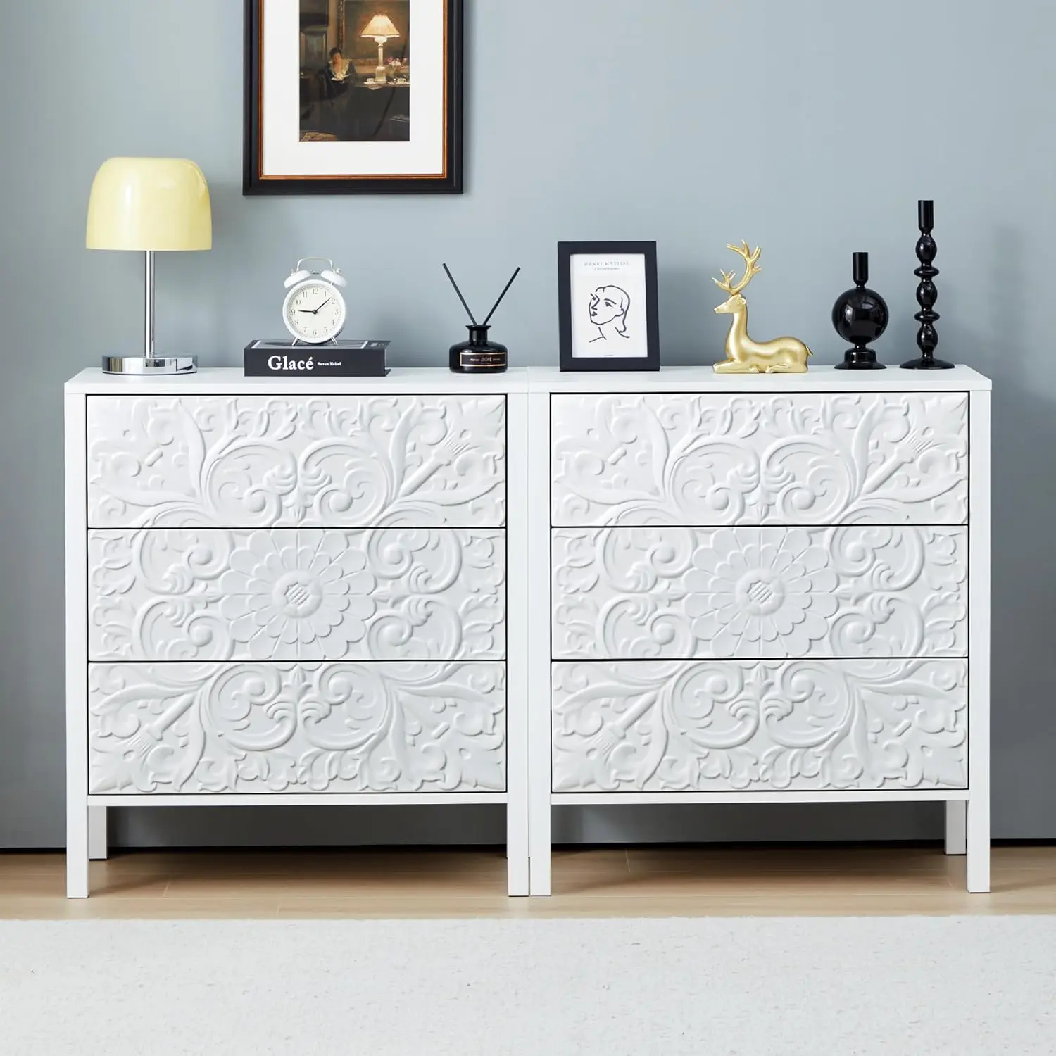 Vintage 3-Drawer Dresser Set 9