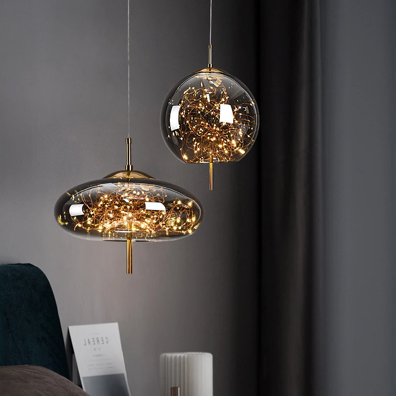 

Modern Gypsophila LED Pendant Lights Glass Bedroom Living Room Dining Room Nordic LOFT Pendant Lamp Interior Lighting Decoration